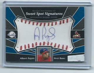 2005 Sweet Spot Albert Pujols On Card Autograph Red Stitch Blue Ink - Cardinals
