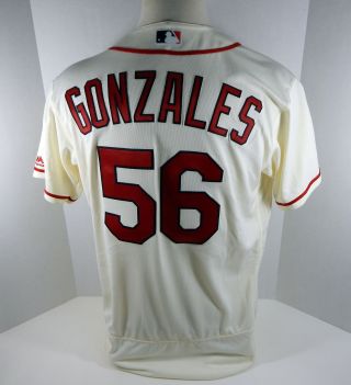2017 St.  Louis Cardinals Marco Gonzales 56 Game Issued Cream Jersey
