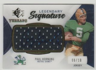 Paul Hornung 2013 Sp Authentic Legendary Signature On Card Jersey Auto 06/10