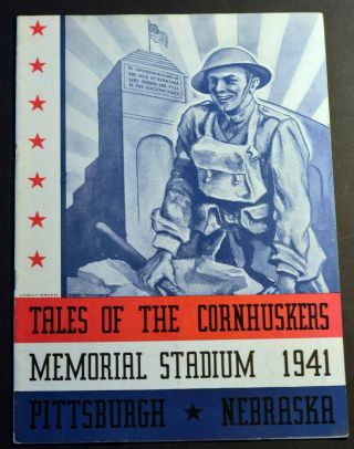 November 15 1941 Nebraska Cornhuskers Pittsburgh Vintage Football Program Ex