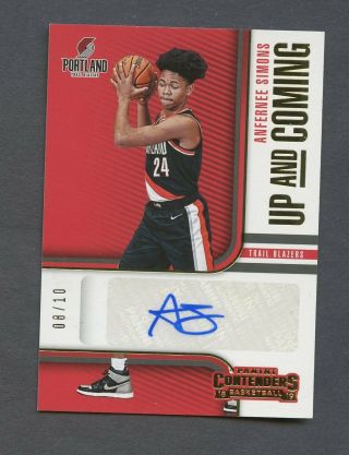 2018 - 19 Contenders Up & Coming Anfernee Simons Trail Blazers Rc Auto 8/10