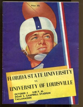 1952 Florida State V Louisville Football Program 10/4 Johnny Unitas Ex 54224