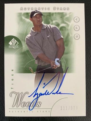 2001 Sp Authentic Golf Tiger Woods Rc Rookie Auto 111/900 Autograph