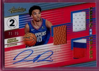 2018 - 19 Panini Absolute Jerome Robinson Rookie Rc Auto Jersey Patch Ball 
