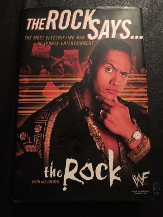 Rare Signed Autographed Book Wwf 2000 The Rock Says.  Dwayne Johnson