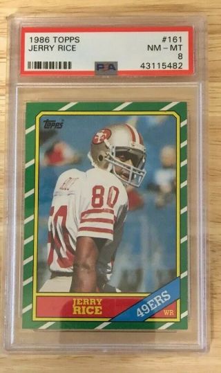 1986 Topps Football Jerry Rice Rookie Rc 161 Psa 8 Nm - Mt Well Centered
