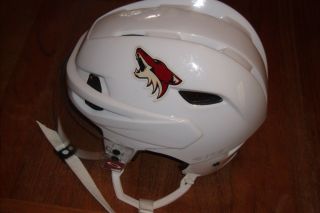 PHOENIX COYOTES Petr Prucha game - worn Easton S19 white road helmet from 2009 - 10 2