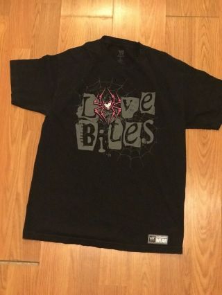 Wwe Aj Lee Womens Large T - Shirt Black Spider Web Design " Love Bites "