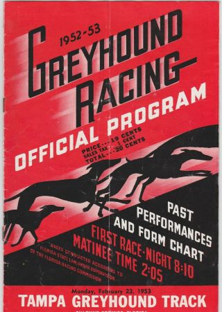 Vintage Tampa Greyhound Program 1952/53 Meet