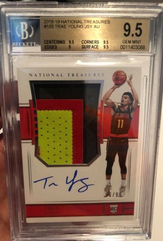 Trae Young 2018 - 19 National Treasures Rookie Patch Auto Bgs 9.  5 46/99 Rpa Rc
