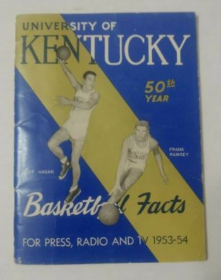 1953/1954 University Of Kentucky Wildcats Basketball Press Radio Tv Media Guide