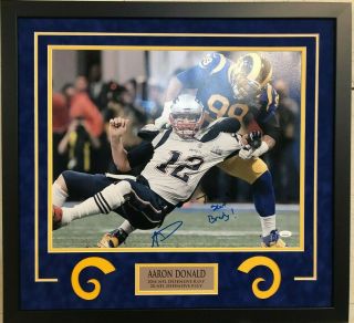 Aaron Donald Framed Signed Inscribed L.  A.  Rams 16x20 Photo Jsa