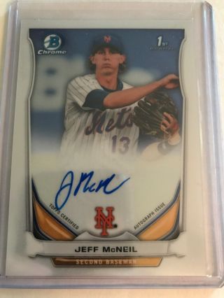 2014 Bowman Chrome Autograph Auto Jeff Mcneil First Year Rookie Mets