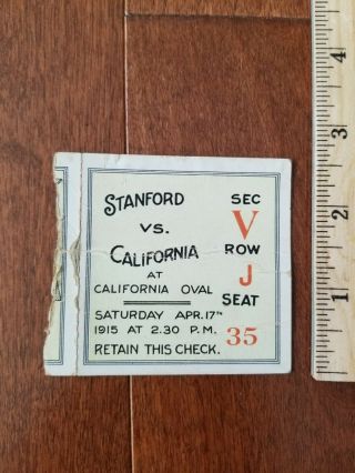1915 University Of California Vs.  Stanford University Track Meet Ticket Stub
