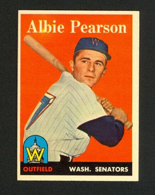 1958 Topps Albie Pearson 317 - Rc - Washington Senators - Nm - Mt,