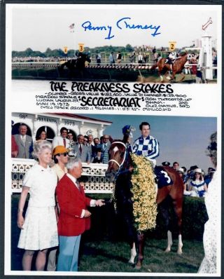 Secretariat - Penny Tweedy Chenery Signed Preakness Stakes Photo Collage,