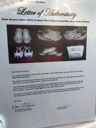 Kobe Bryant game worn dual signed shoes DC sports 6