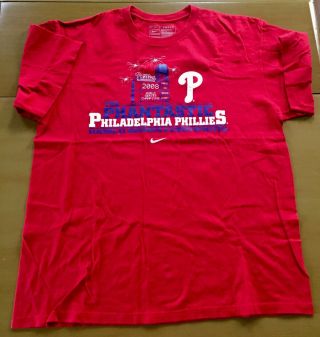 Nike 2008 Philadelphia Phillies World Champions T - Shirt Large Mlb