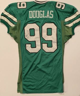 1996 Hugh Douglas York Jets Signed Game Worn Nfl Football Jersey Eagles