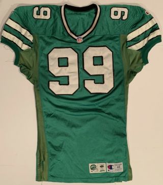 1996 Hugh Douglas York Jets Signed Game Worn NFL Football Jersey Eagles 2