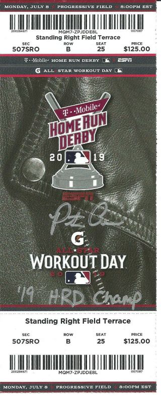 Pete Alonso Auto Signed 2019 Home Run Derby Ticket W Insc York Mets Mlb Auth