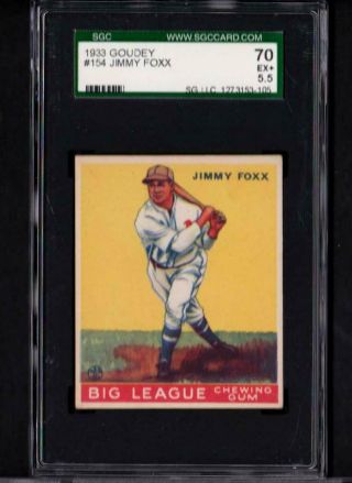 1933 Goudey 154 Jimmy Foxx Athletics Sgc 70 Ex,  5.  5