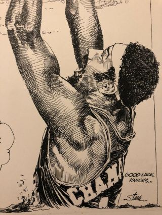 Bruce Stark Pen And Ink Drawing Of Wilt Chamberlain 2