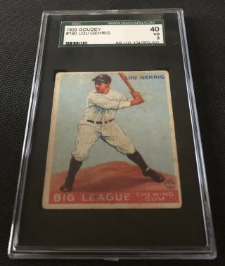 1933 Goudey Lou Gehrig SGC 40 / 3 Very Good 160 NY Yankees HOF 3