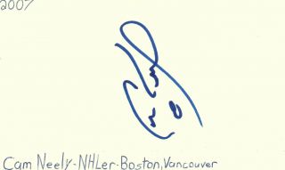 Cam Neely Vancouver Boston Nhl Hockey Autographed Signed Index Card