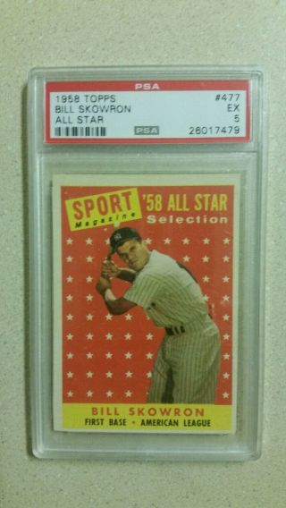 1958 Topps 477 Bill Skowron Psa 5 Ex All Star Sharp Yankees Combine