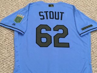 Stout Size 46 62 2018 Kansas City Royals Game Jersey Issued Memorial Day 5 Star