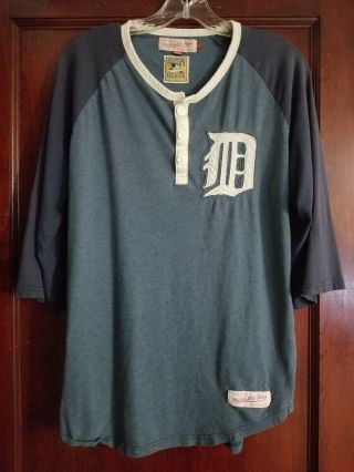 Vintage Detroit Tigers Mitchell & Ness 3/4 Sleeve Shirt Mens Large