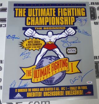 Royce Gracie Ken Shamrock Pat Smith,  4 Signed UFC 1 16x20 Photo PSA/DNA Poster 2