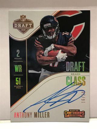16/18 Anthony Miller 2018 Contenders Nfl Draft Autograph Auto Rookie Rc Bears