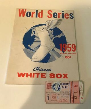 1959 World Series Program & Ticket Dodgers @ White Sox Game 1 Chicago