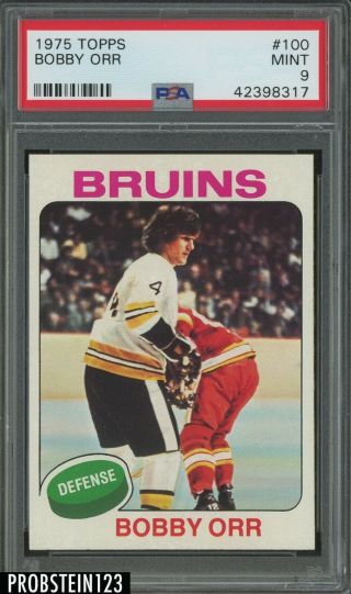 1975 Topps Hockey 100 Bobby Orr Boston Bruins Hof Psa 9