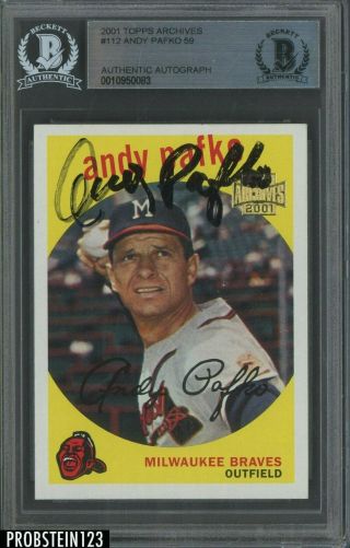 2001 Topps Archives Andy Pafko Signed Auto Milwaukee Braves Bgs Bas Authentic