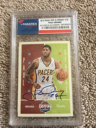 Paul George 2012 Panini Past And Present Autograph On Card