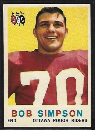 1959 Topps Cfl Football: 54 Bob Simpson Rc,  Ottawa Rough Riders