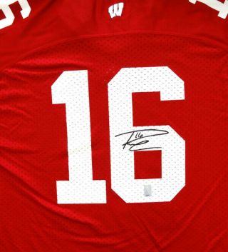 Wisconsin Russell Wilson Autographed Red Adidas Jersey Size Xl Rw Holo 74706