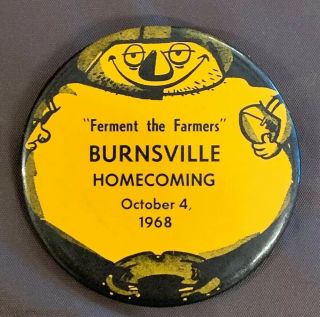 1968 Burnsville High School Homecoming Football Pin Back Button - Minnesota
