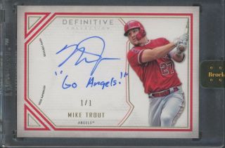 2019 Topps Definitive Red Mike Trout Angels " Go Angels " Auto 1/1