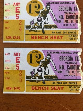 Georgia Tech vs North Carolina 1980 Basketball Program,  Tickets 3