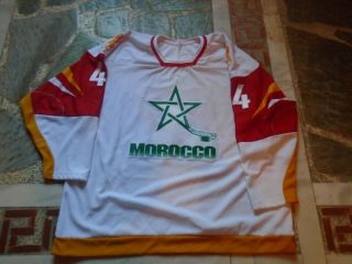 Iihf Morocco Game Worn White Jersey 44 Nobr