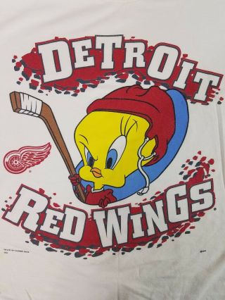 Vintage Detroit Red Wings 90’s Tweety Bird Size Xl Redwings Nhl Warner Bros