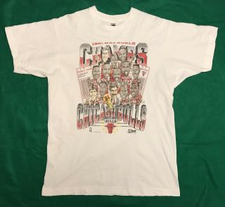 Vintage Nba Chicago Bulls 1991 Men’s World Champs Caricature T - Shirt Xl Salem