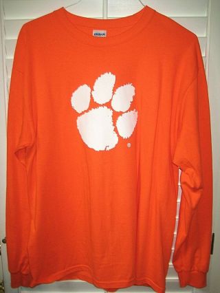 Clemson University Tigers Paw Long Sleeve T - Shirt Size - Large - Nwot
