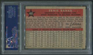 1958 Topps Baseball 482 Ernie Banks All Star Signed Auto PSA/DNA Authentic 2