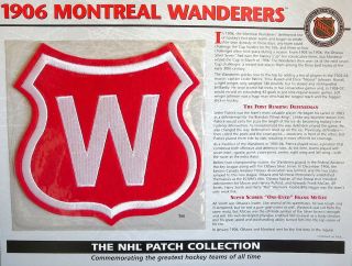 Willabee Ward Nhl Throwback Hockey Patch & Info Card 1906 Montreal Wanderers