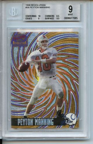 Peyton Manning Rookie Base 58 Foil Refractor 1998 Pacific Revolution Bgs 9